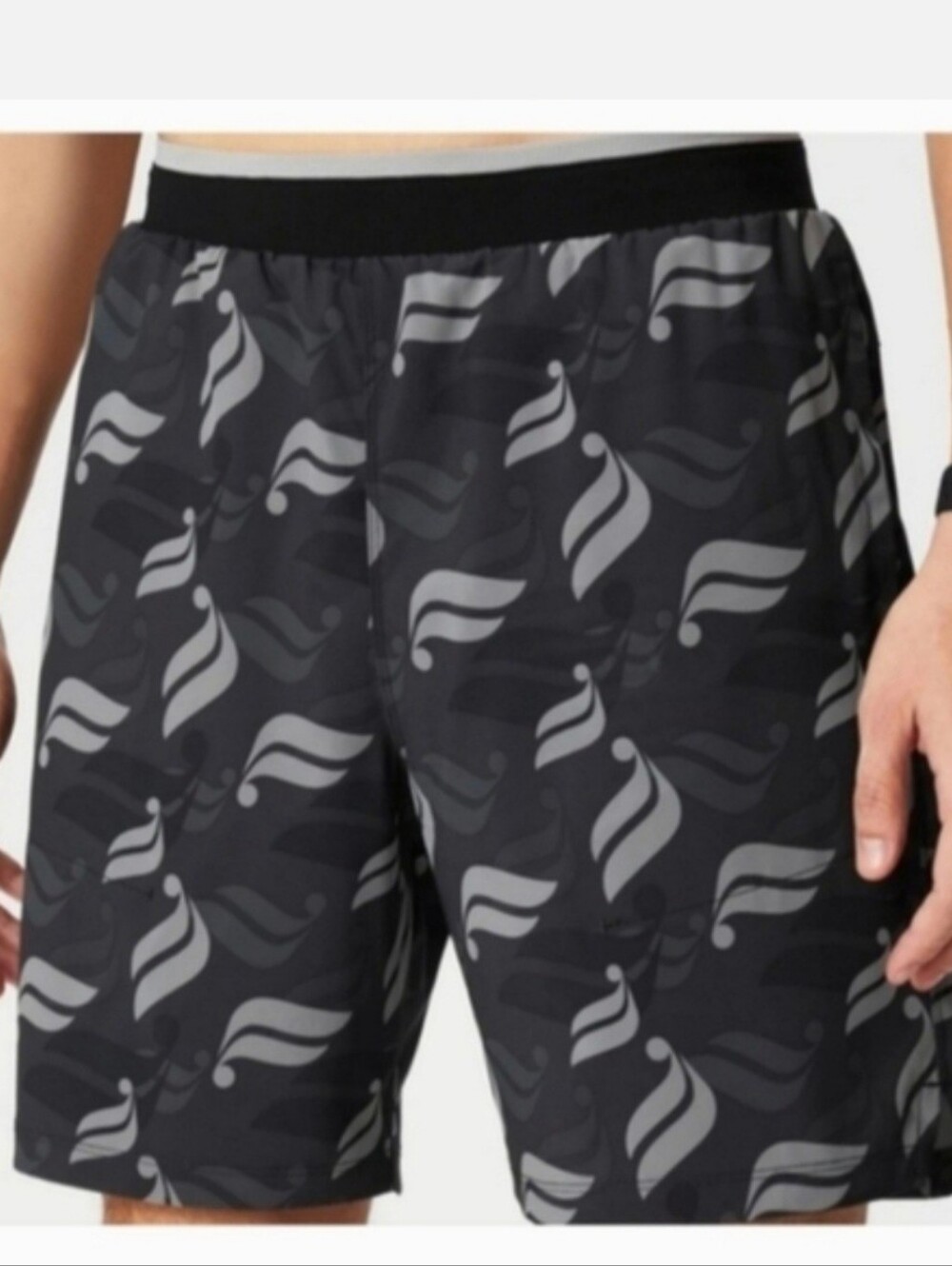 Fabletics Black and Gray Patterned Men's Athletic Shorts Sz L